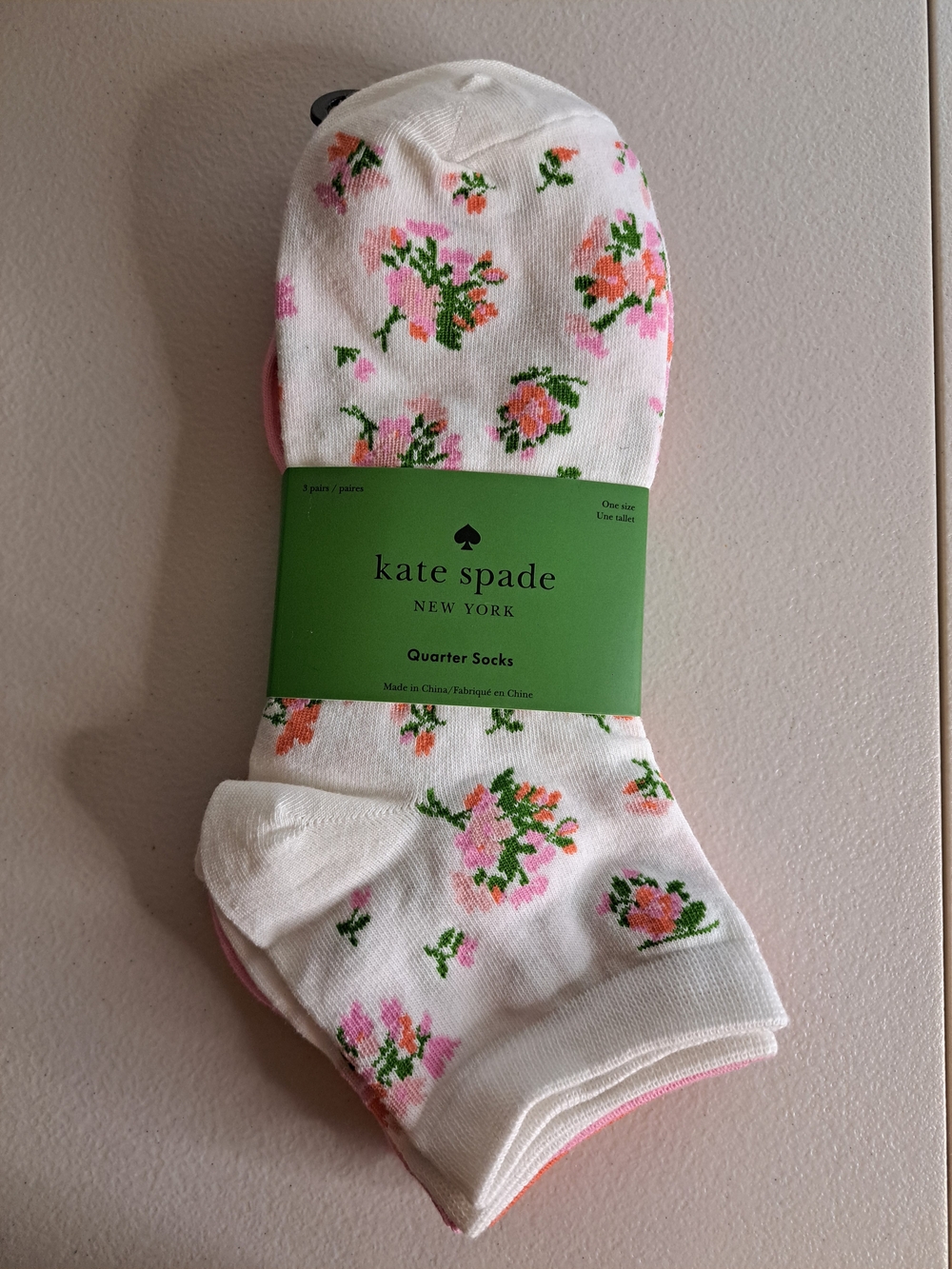 3 Pairs kate spade White Floral Quarter Socks
